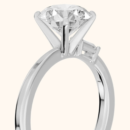 Donatella Baguette Round Diamond Engagement Ring in Platinum - slant-view.webp