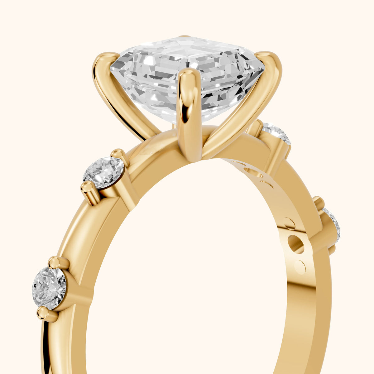Elena Radiance Solitaire Asscher Diamond Engagement Ring in Yellow Gold - slant-view.webp