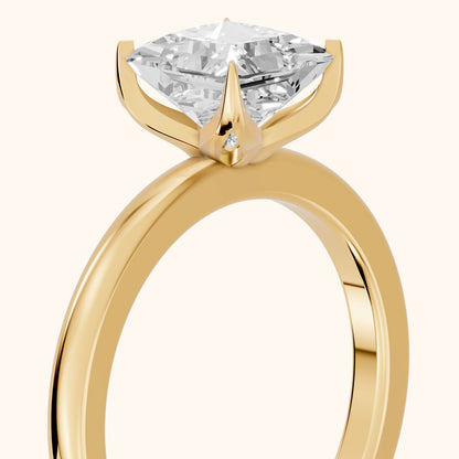 Serena Blossom Solitaire Princess Diamond Engagement Ring in Yellow Gold - slant-view.webp