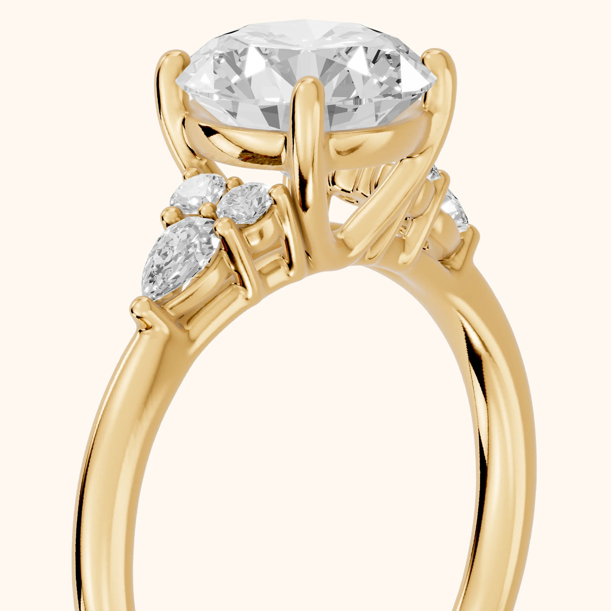 Zelie Pear-Side Cluster Round Diamond Engagement Ring in Yellow Gold - slant-view.webp