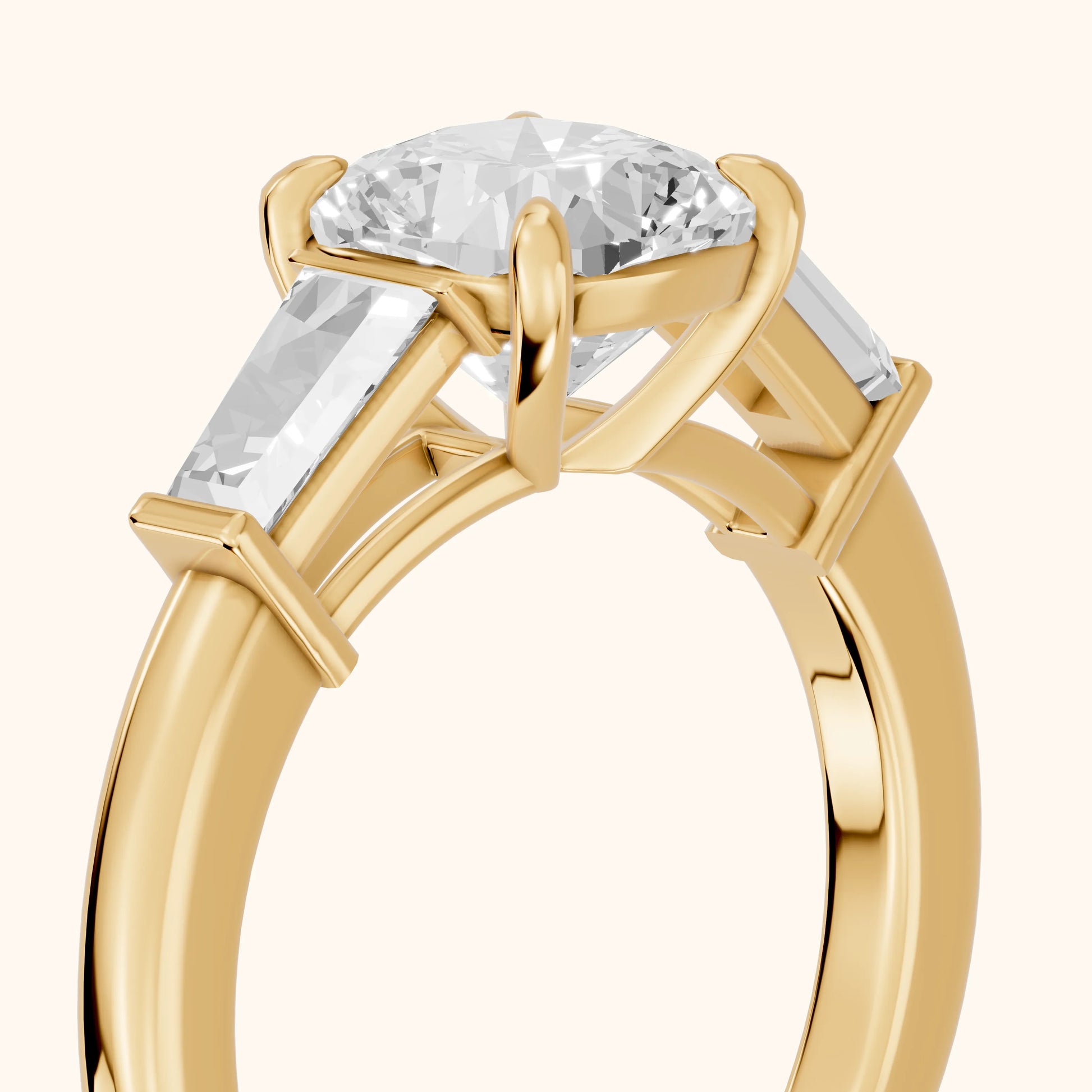 Zelda Tapered Baguette Cushion Diamond Engagement Ring in Yellow Gold - slant-view.webp