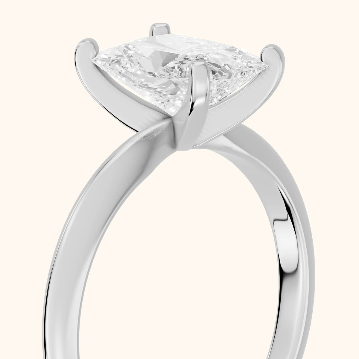 Elena Solitaire Radiant Diamond Engagement Ring in Silver - slant-view.webp