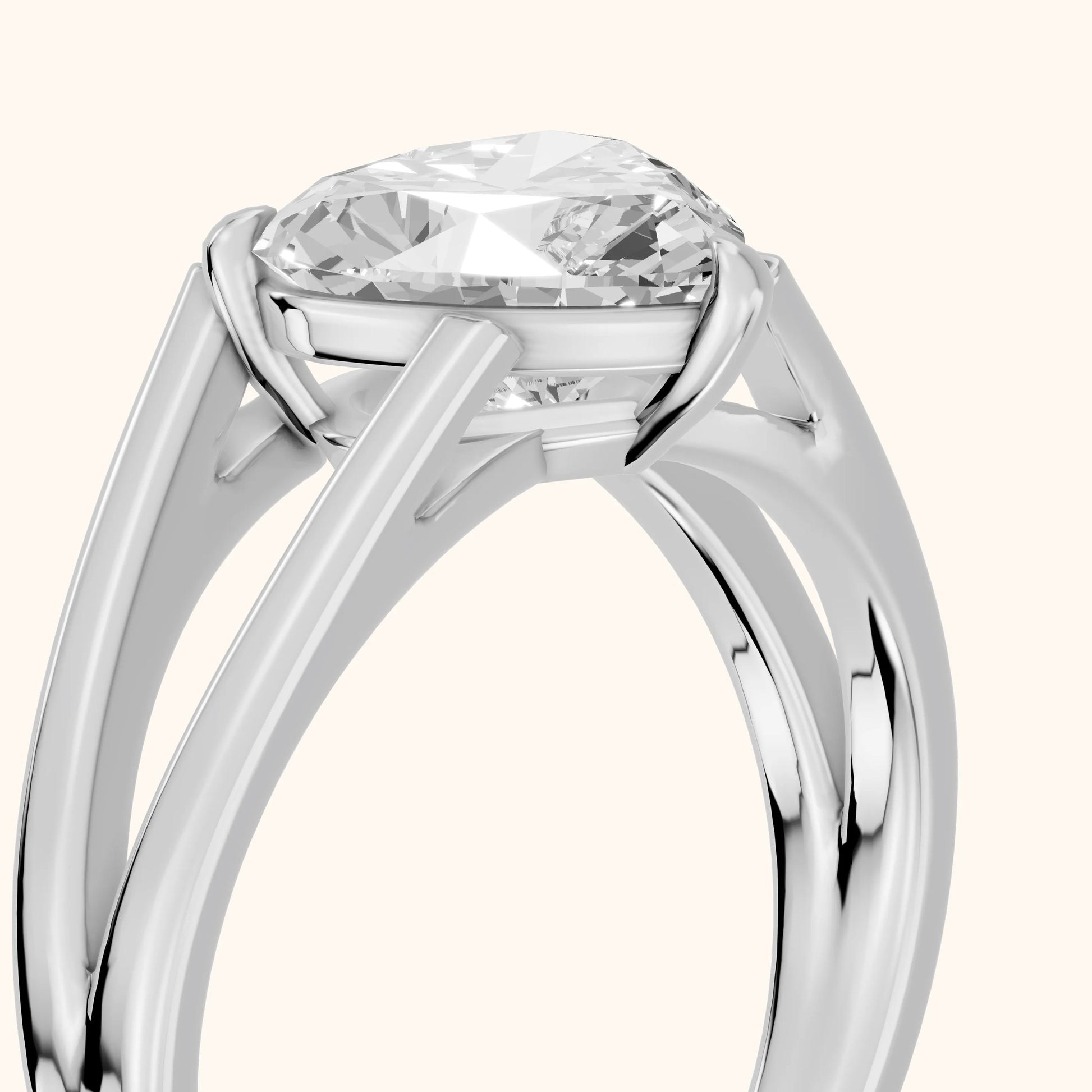 Giselle Solitaire Split Shank Heart Diamond Engagement Ring in Platinum - slant-view.webp