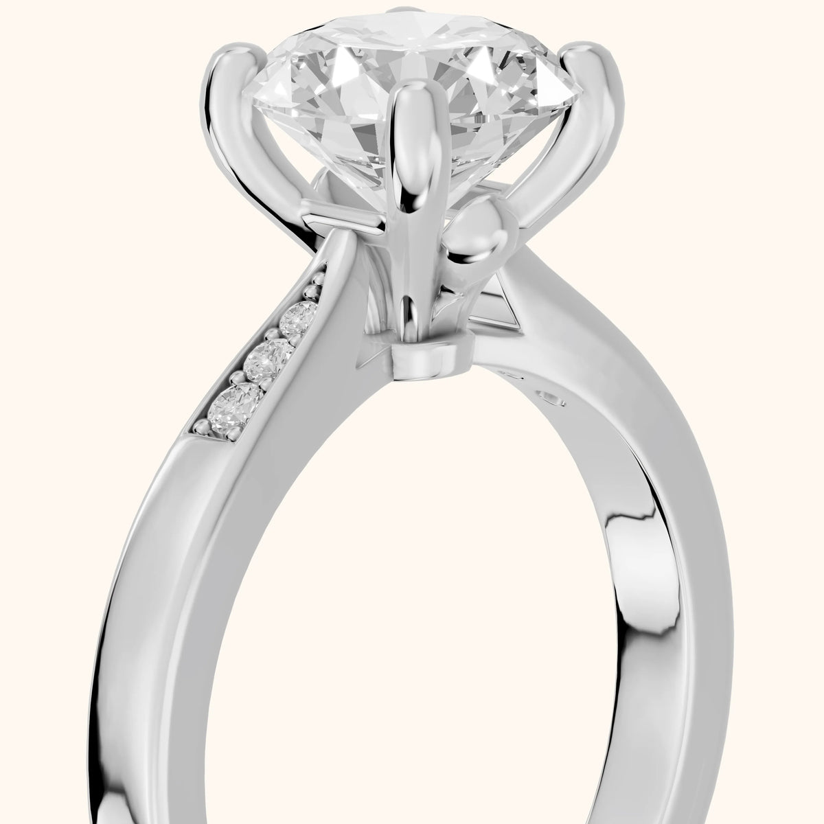 Minnie Flush-Set Round Diamond Engagement Ring in Silver - slant-view.webp
