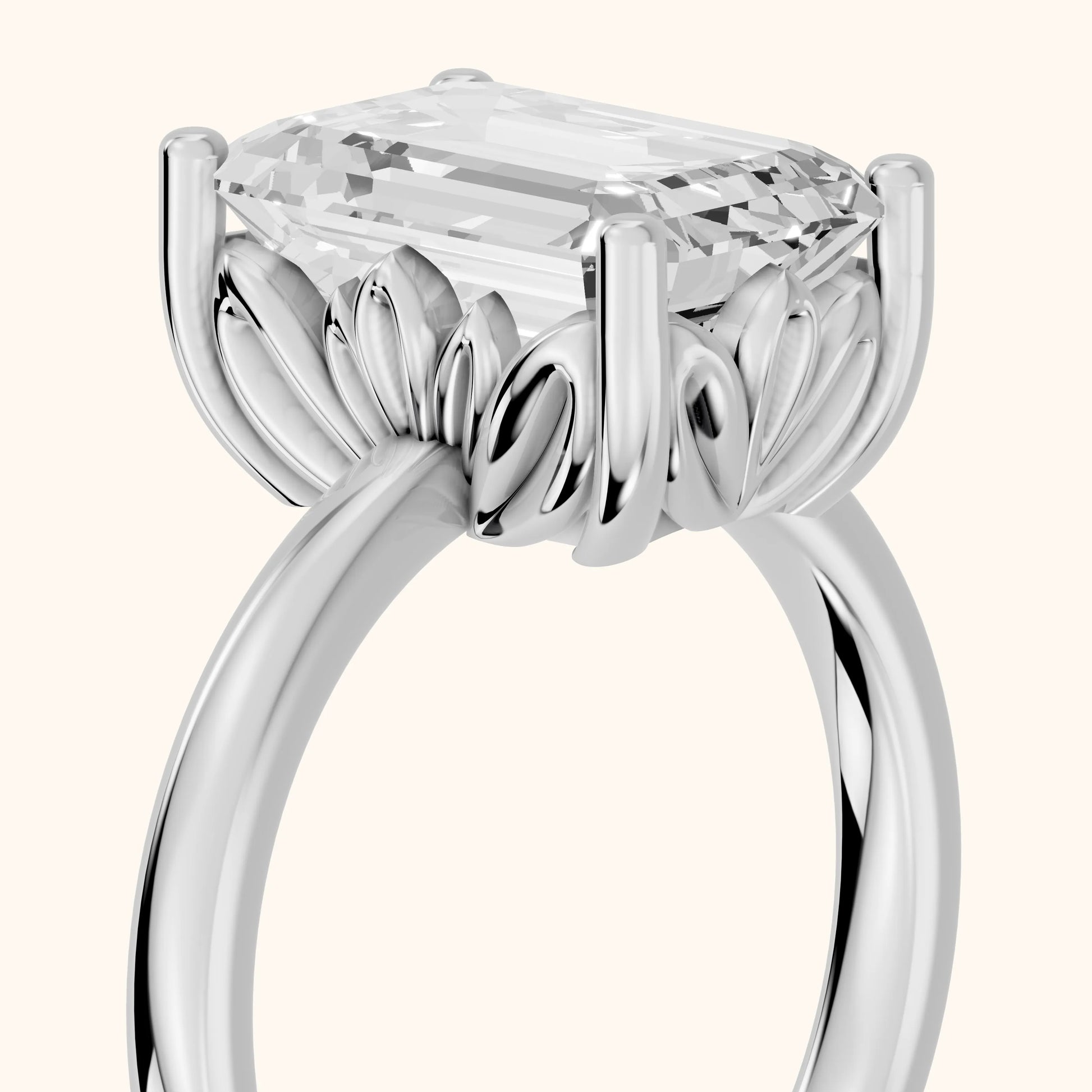 Emerald Cut Lab Grown Diamond Engagement Ring in Platinum