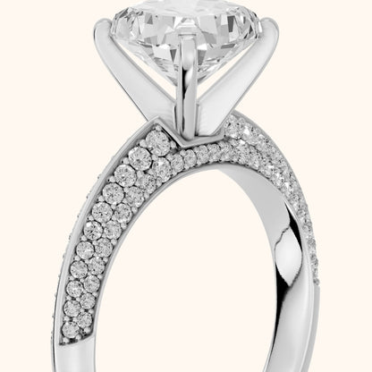 Lorna Knife Edge Pavé Cushion Diamond Engagement Ring in White Gold - slant-view.webp