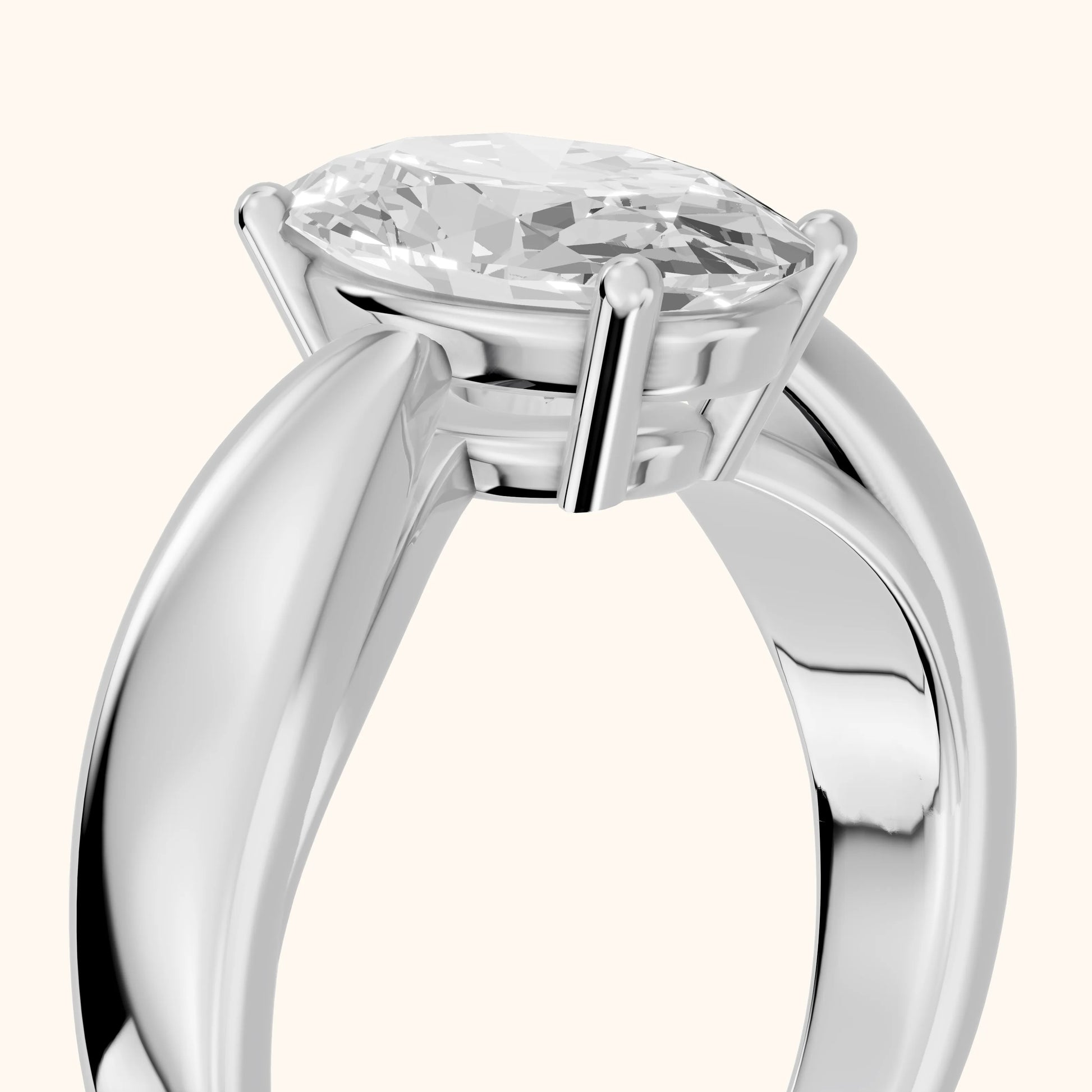 Talia Solitaire Twist Oval Diamond Engagement Ring in Platinum - slant-view.webp