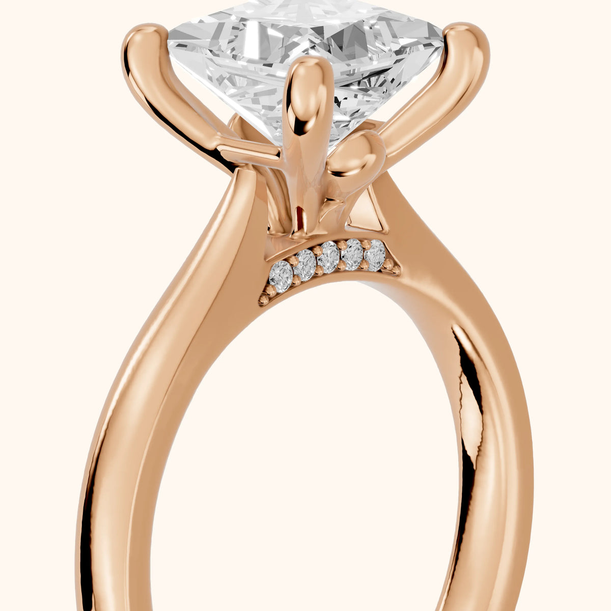 Sofia Cathedral Princess Diamond Engagement Ring in Rose Gold - slant-view.webp