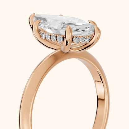 Amaya Hidden Halo Marquise Diamond Ring in Rose Gold - slant-view.webp