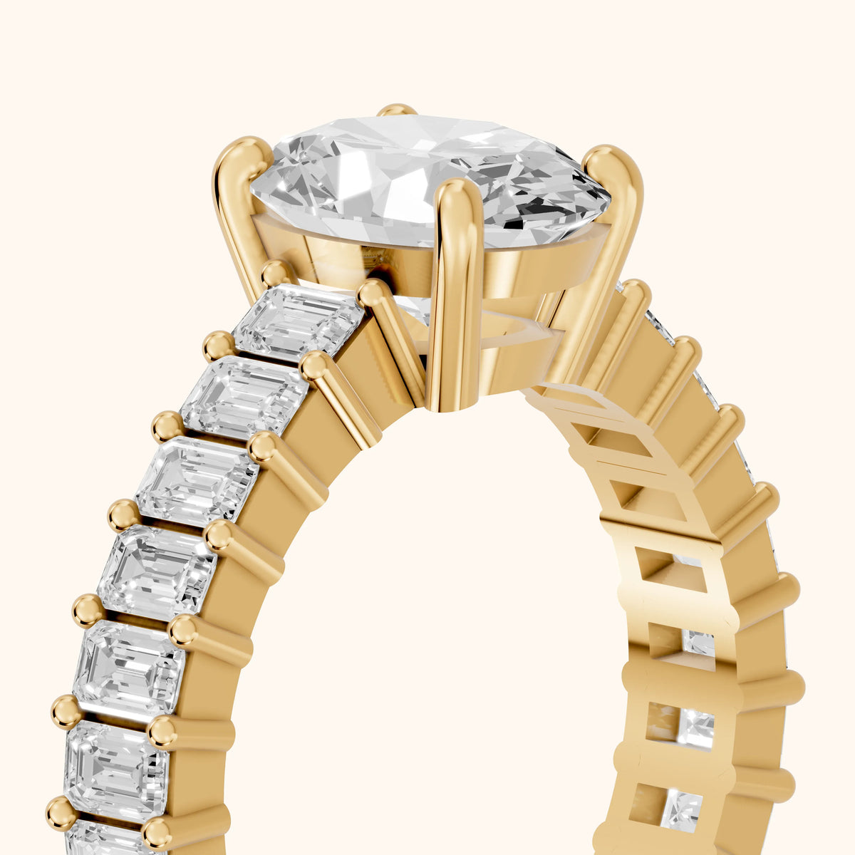 Mallory Shared Prong Oval Diamond Engagement Ring in Yellow Gold - slant-view.webp