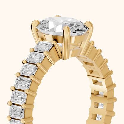 Mallory Shared Prong Oval Diamond Engagement Ring in Yellow Gold - slant-view.webp