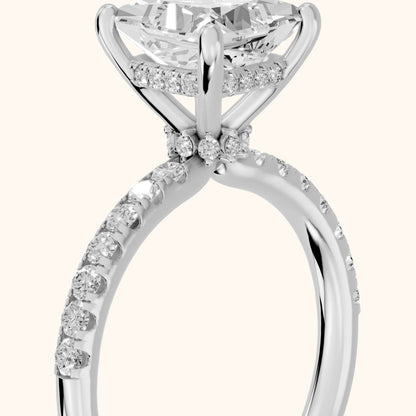 Nessa Hidden Halo Pavé Princess Diamond Engagement Ring in Silver - slant-view.webp