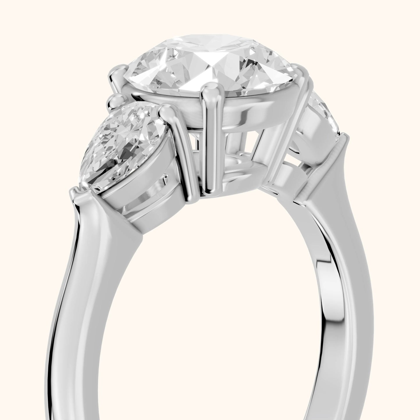 Mirabel Three-Stone Round Diamond Engagement Ring in Platinum - slant-view.webp