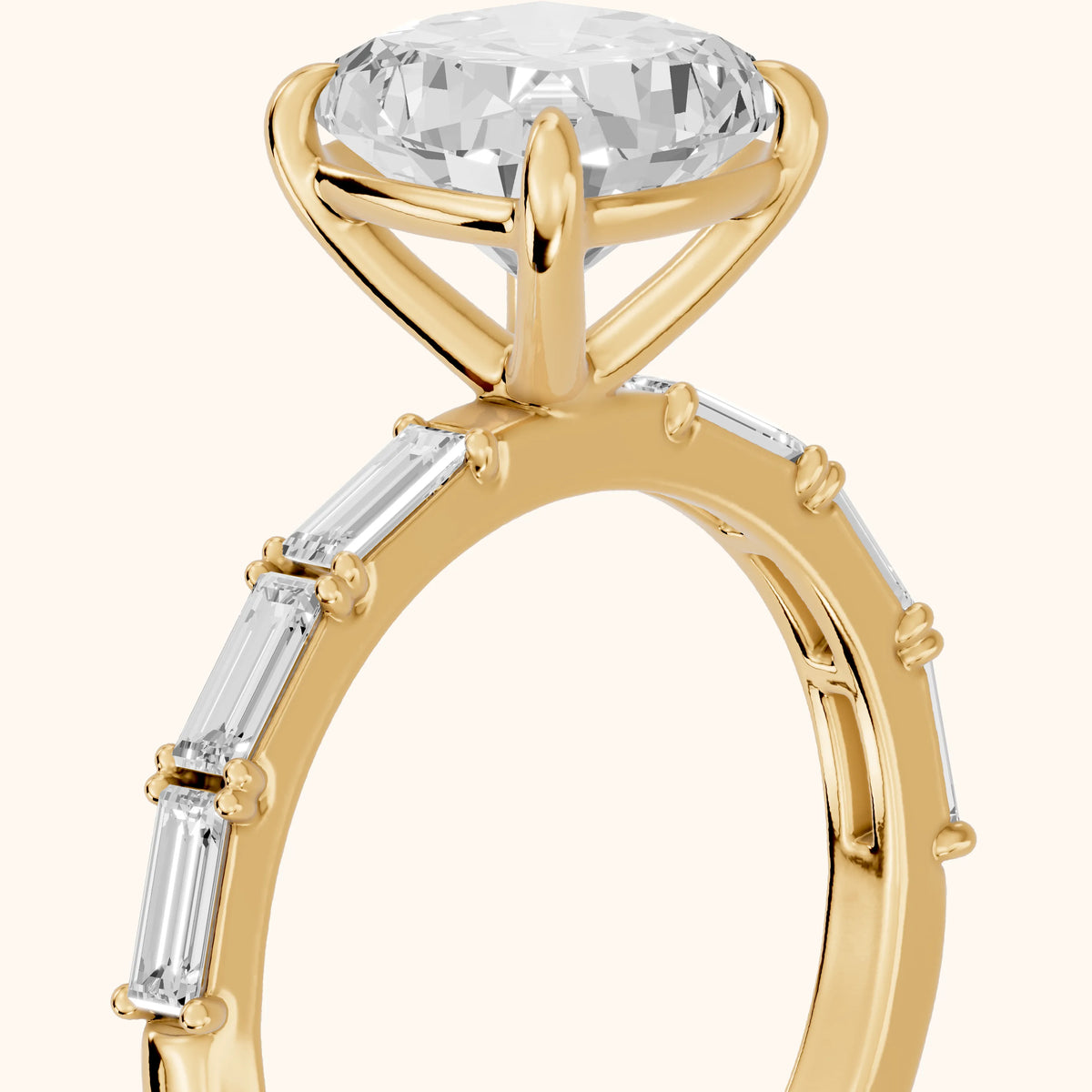 Ojai East-West Baguette Cushion Diamond Engagement Ring in Yellow Gold - slant-view.webp
