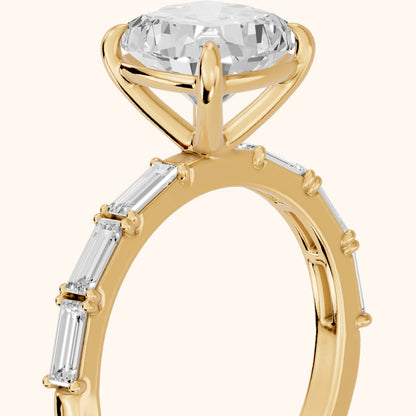 Ojai East-West Baguette Cushion Diamond Engagement Ring in Yellow Gold - slant-view.webp