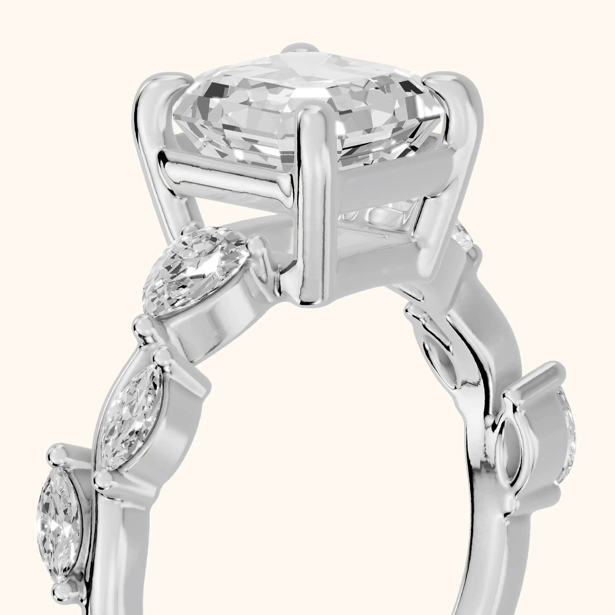 Marnie Vine Garland Asscher Diamond Engagement Ring in Silver - slant-view.webp