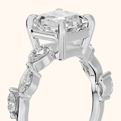 Marnie Vine Garland Asscher Diamond Engagement Ring in Silver - slant-view.webp
