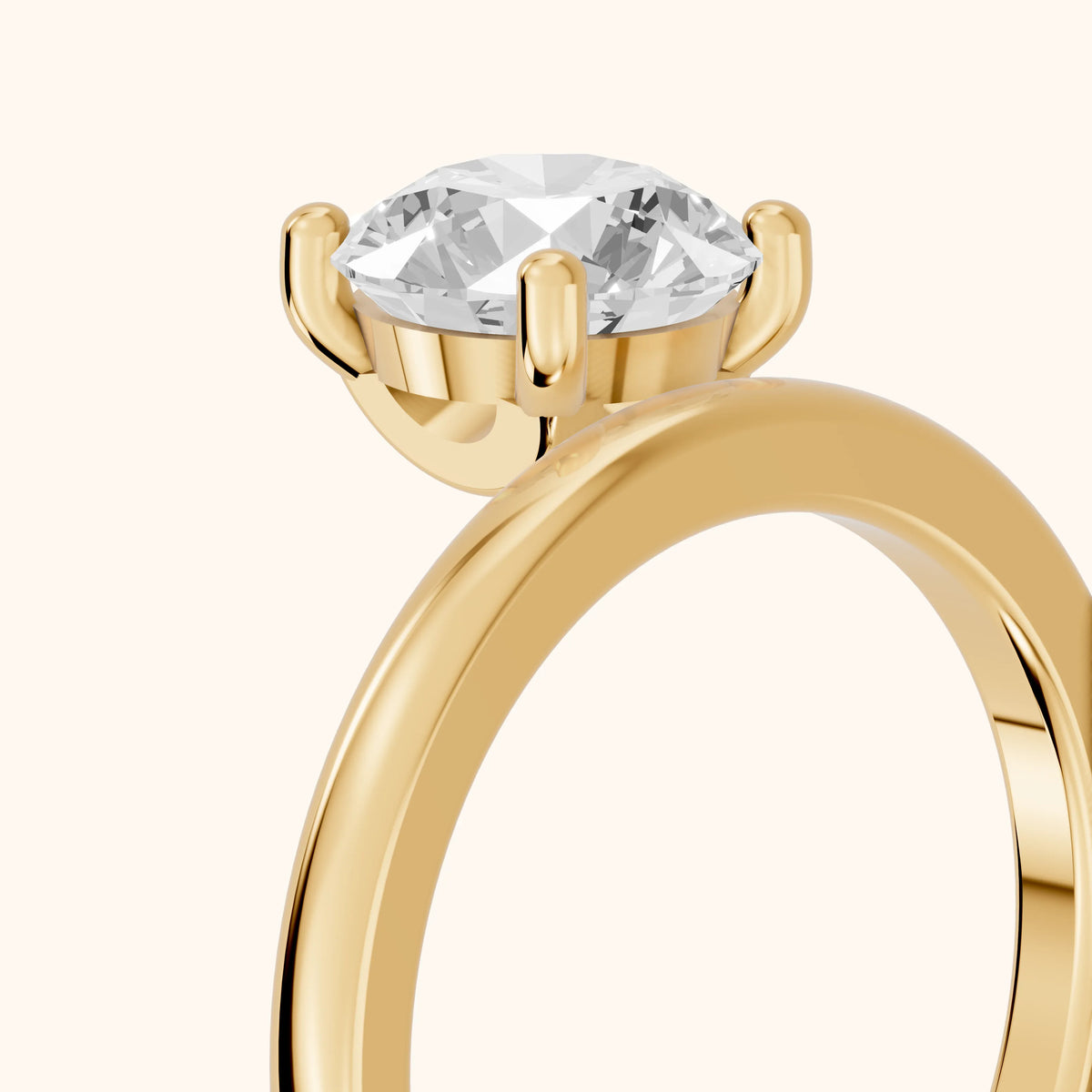Maisie Four Prong Solitaire Round Diamond Engagement Ring in Yellow Gold - slant-view.webp