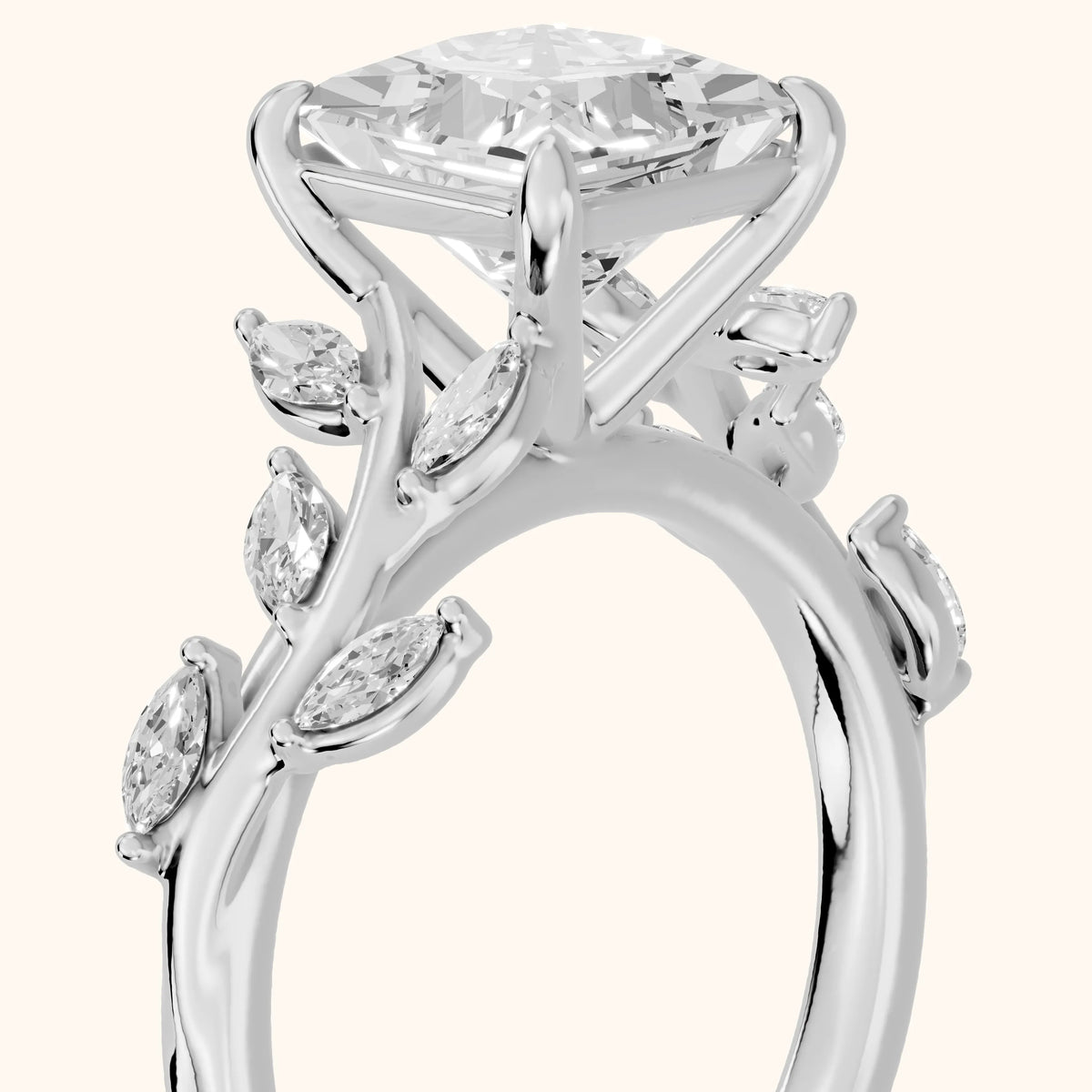 Andrea Vine Princess Diamond Engagement Ring in Silver - slant-view.webp