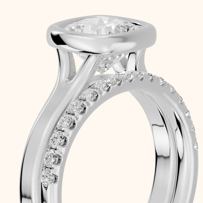 Ayla Bezel Bypass Cushion Diamond Ring in Silver - slant-view.webp