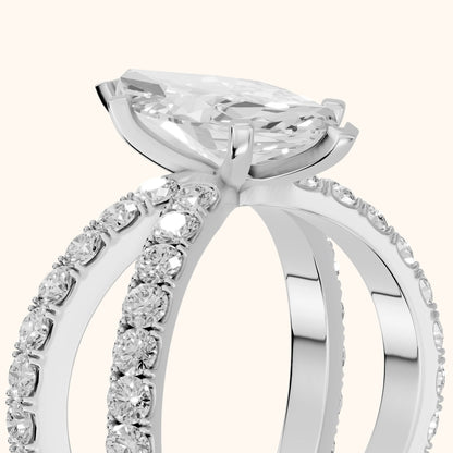 Lior Criss Cross Pavé Marquise Diamond Engagement Ring in Platinum - slant-view.webp