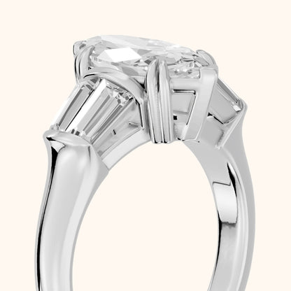 Ilsa Deco Baguette Marquise Diamond Engagement Ring in Platinum - slant-view.webp