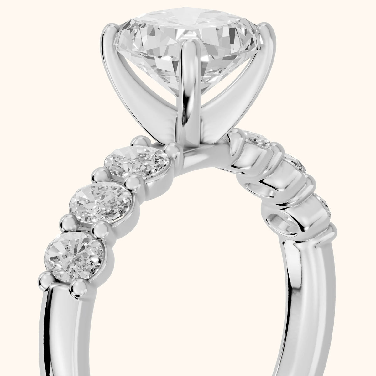 Kiera Graduated Seven-Stone Cushion Diamond Engagement Ring in Platinum - slant-view.webp