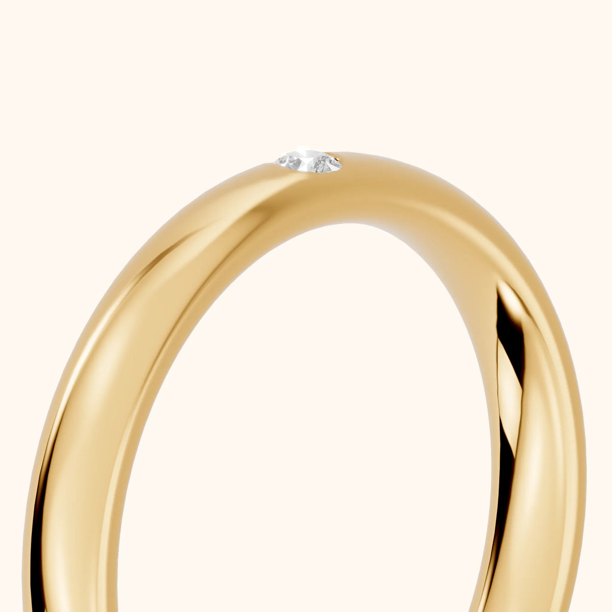 Hana Comfort Fit Bezel Round Diamond Wedding Band in Yellow Gold - slant-view