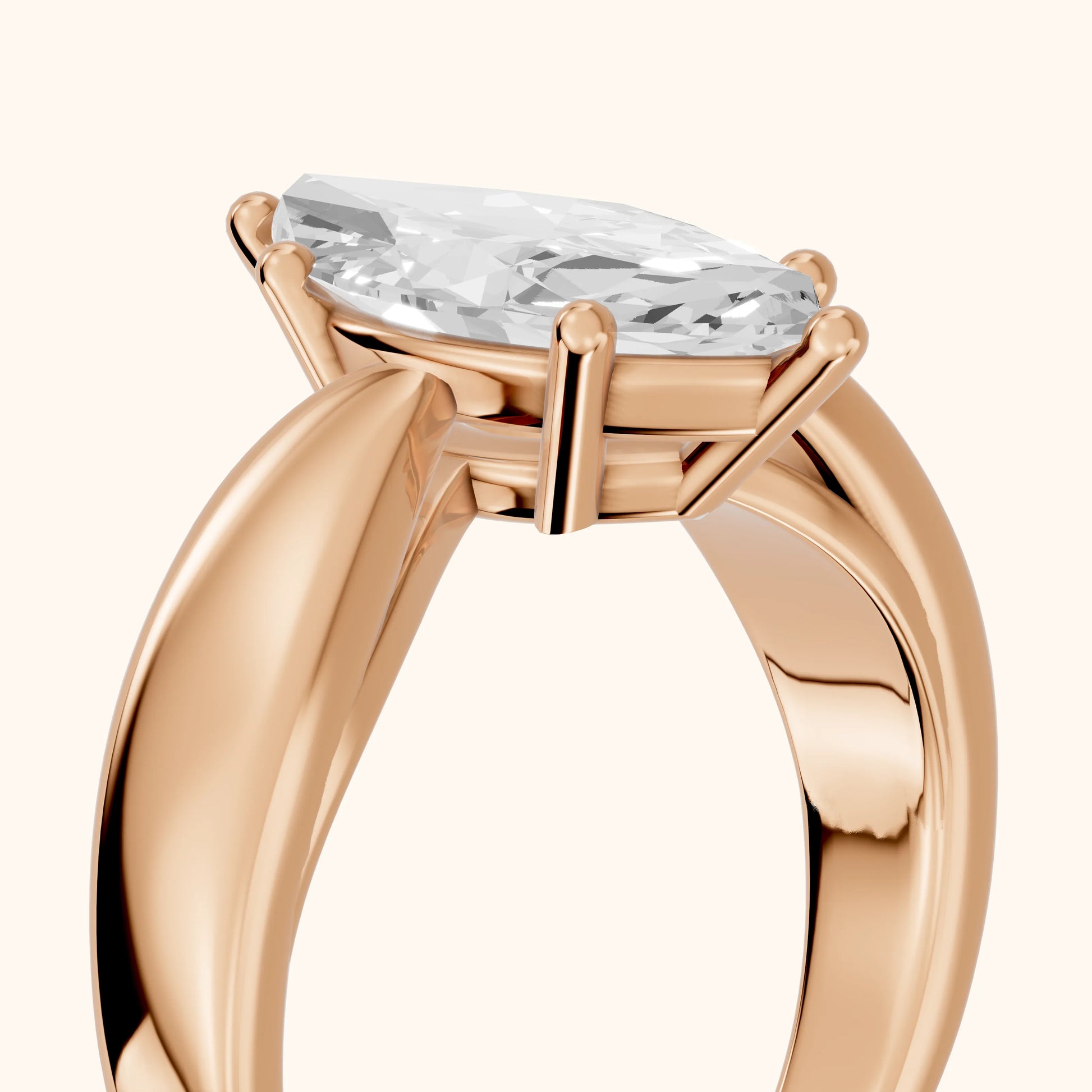 Talia Solitaire Twist Marquise Diamond Engagement Ring in Rose Gold - slant-view.webp
