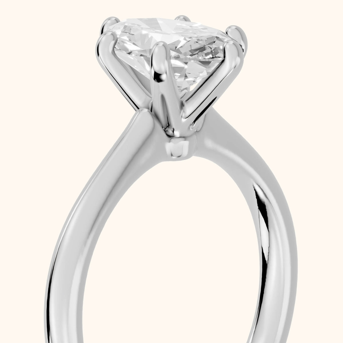 Agatha Solitaire Cathedral Oval Diamond Engagement Ring in Silver - slant-view.webp