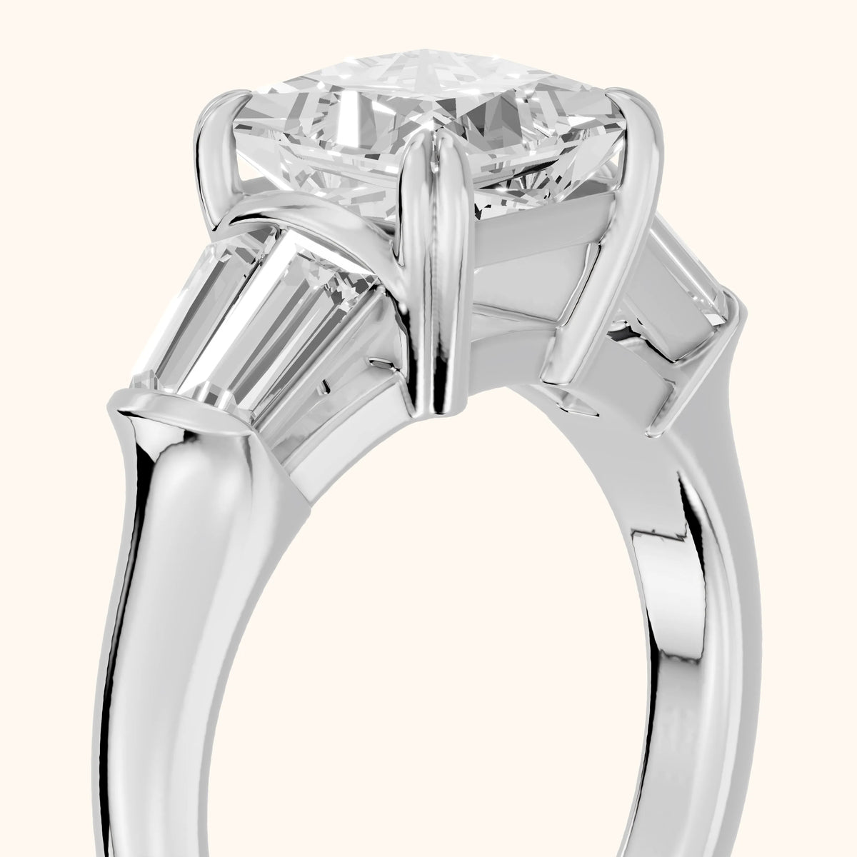 Ilsa Deco Baguette Princess Diamond Engagement Ring in Platinum - slant-view.webp