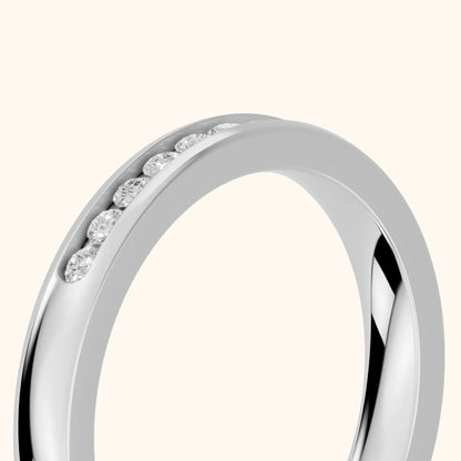 Coralie Channel Set Round Diamond Wedding Band in White Gold - slant-view