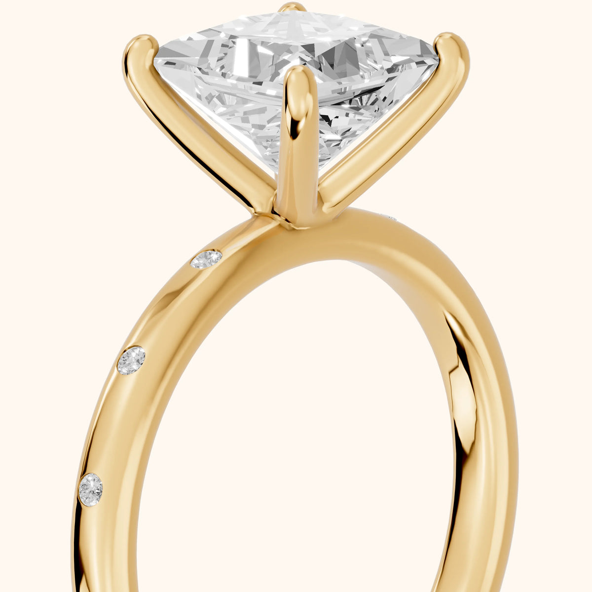 Dulcie Flush-Set Princess Diamond Engagement Ring in Yellow Gold - slant-view.webp