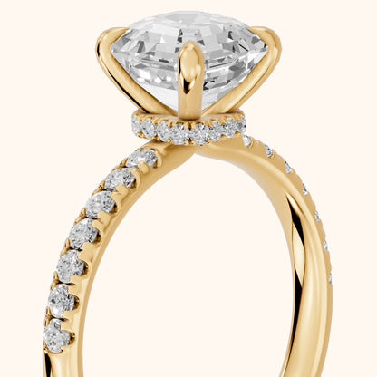 Maya Hidden Halo Pavé Asscher Diamond Engagement Ring in Yellow Gold - slant-view.webp