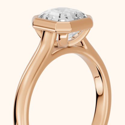 Jolie Bezel Solitaire Asscher Diamond Engagement Ring in Rose Gold - slant-view.webp