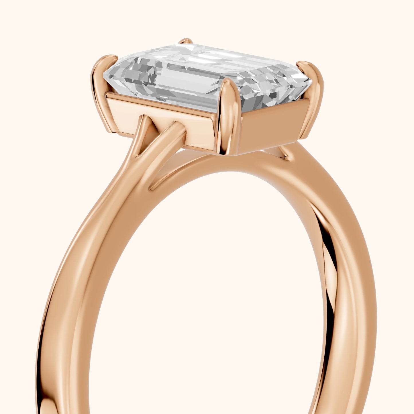 Anais Trellis Solitaire Emerald Diamond Engagement Ring in Rose Gold - slant-view.webp