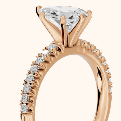 Iona French Pavé Pear Diamond Engagement Ring in Rose Gold - slant-view.webp