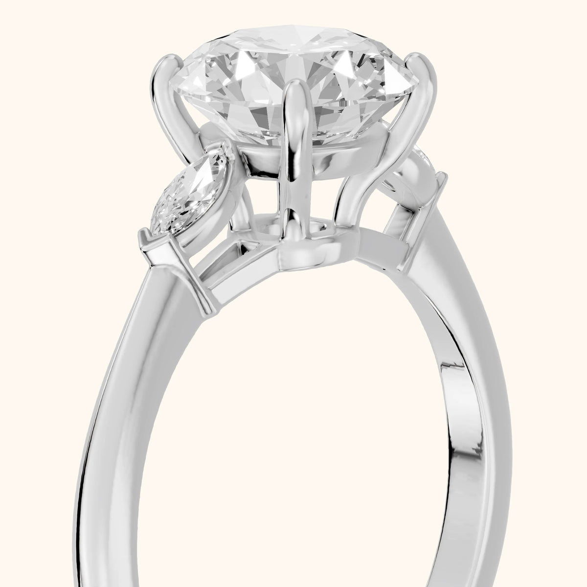 Lissa Marquise-Side Three-Stone Round Diamond Engagement Ring in Silver - slant-view.webp