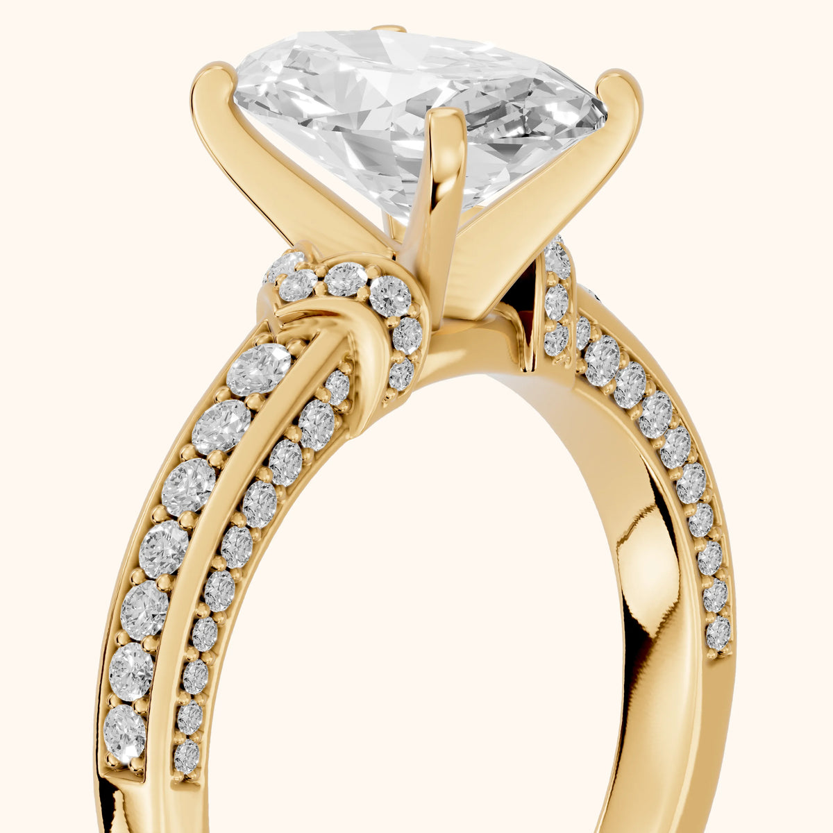 Anabelle Statement Pavé Oval Diamond Engagement Ring in Yellow Gold - slant-view.webp