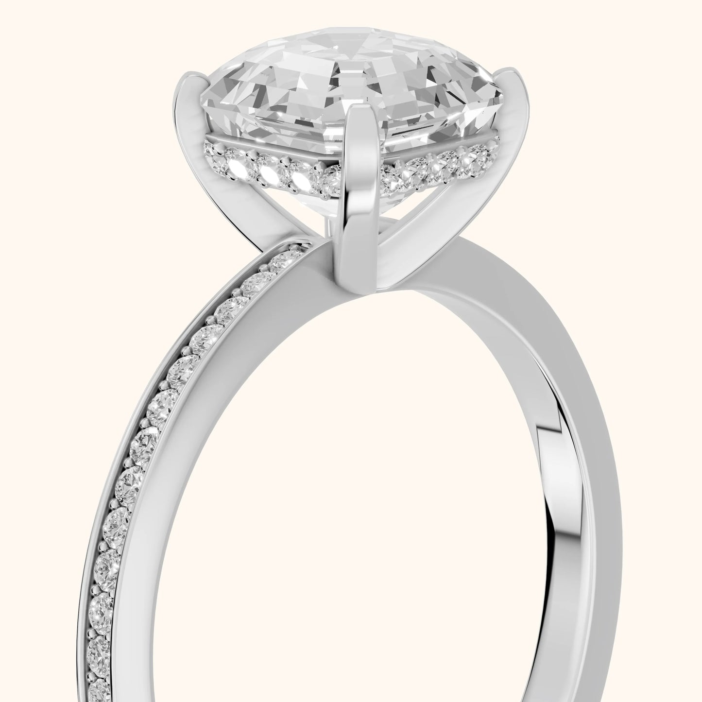 Naia Hidden Halo Asscher Diamond Ring in Silver - slant-view.webp