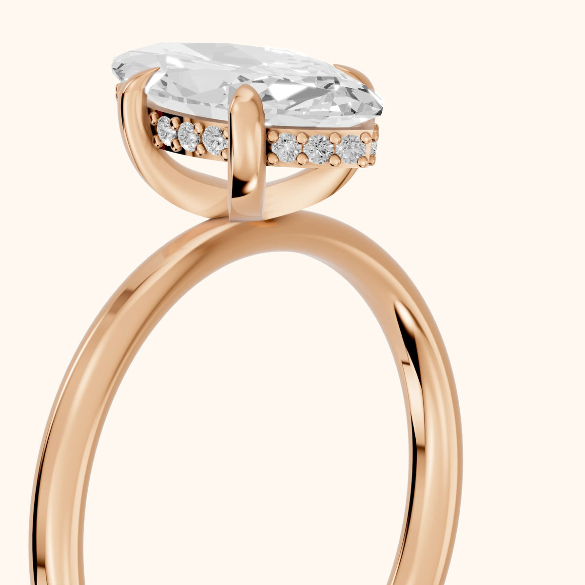 Charlotte Charm Solitaire Marquise Diamond Engagement Ring in Rose Gold - slant-view.webp