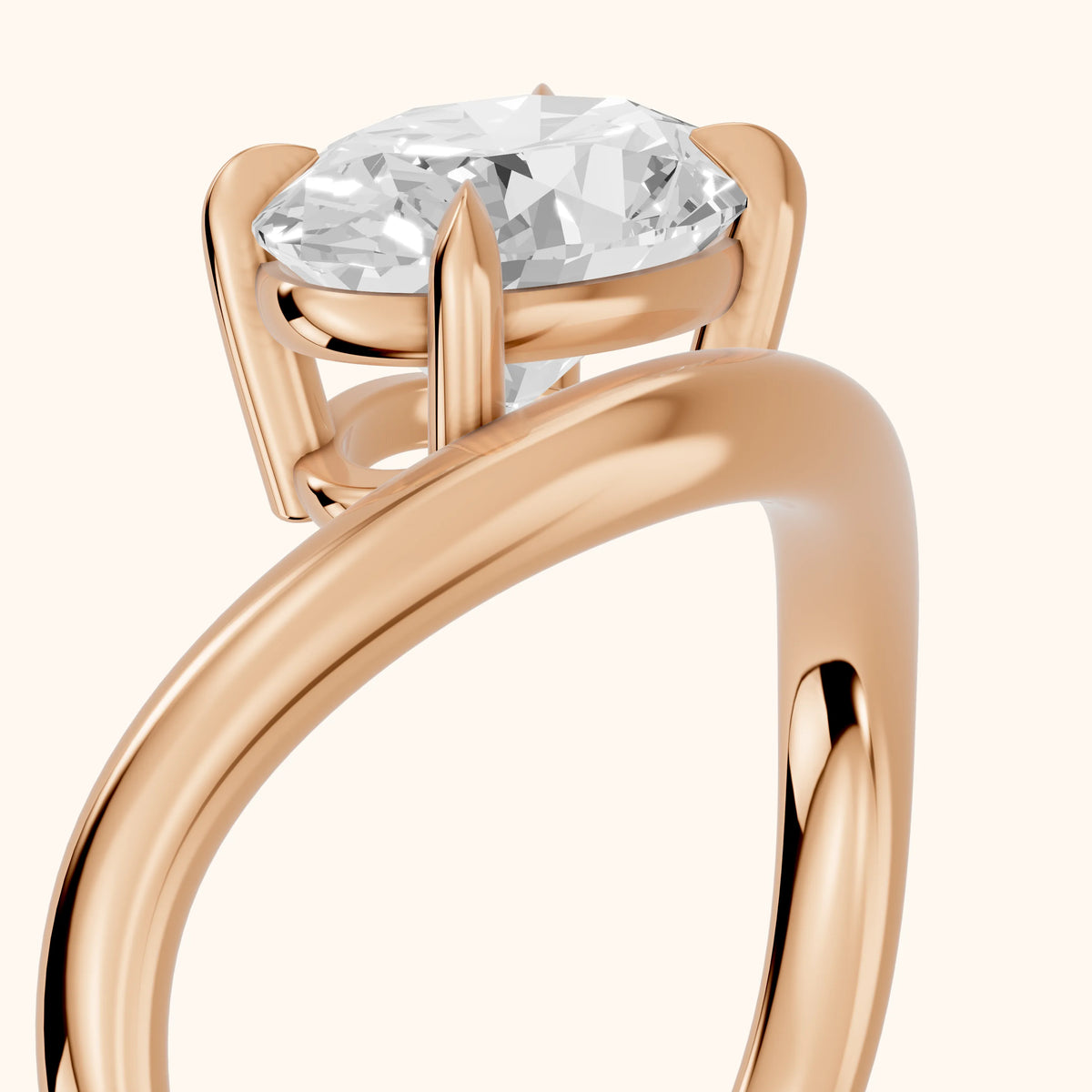 Katherine East-West Bypass Oval Diamond Engagement Ring in Rose Gold - slant-view.webp