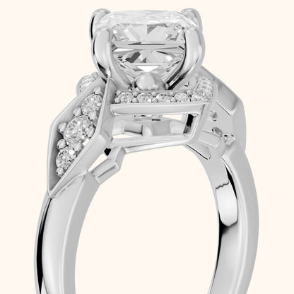 Lisa Deco Halo Princess Diamond Engagement Ring in Silver - slant-view.webp