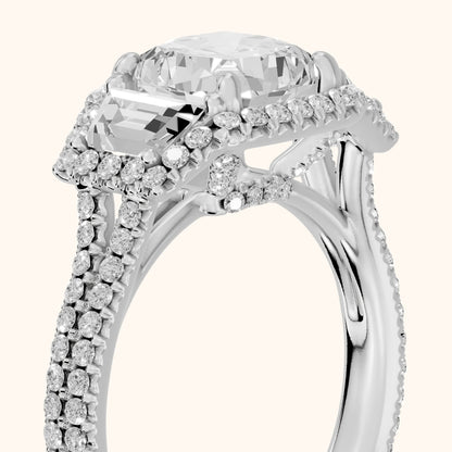 Oakley Three-Stone Split Shank Cushion Diamond Engagement Ring in White Gold - slant-view.webp
