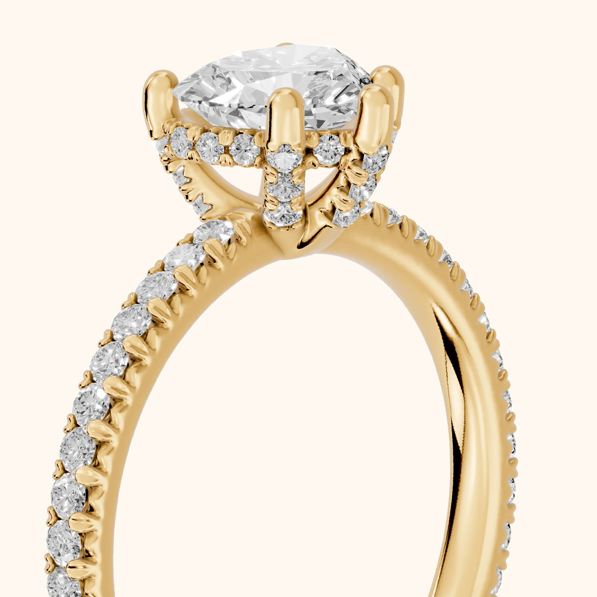 Orla Hidden Halo Pavé Heart Diamond Engagement Ring in Yellow Gold - slant-view.webp
