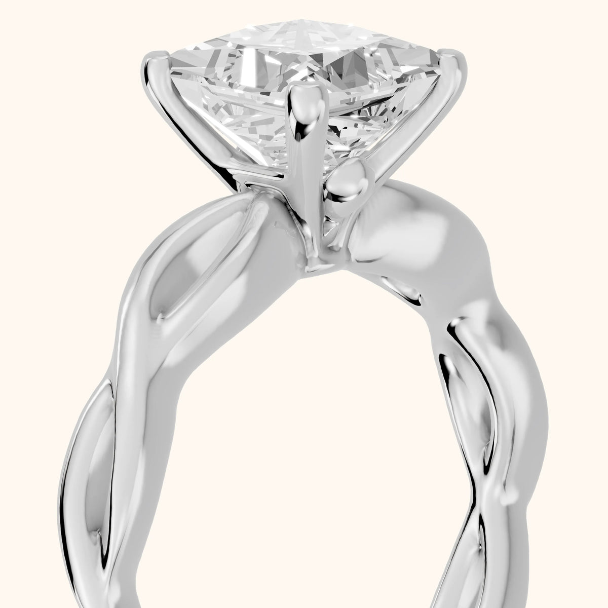 Wisteria Twist Solitaire Princess Diamond Engagement Ring in Platinum - slant-view.webp