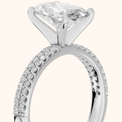 Sirena Micropavé Oval Diamond Engagement Ring in Platinum - slant-view.webp