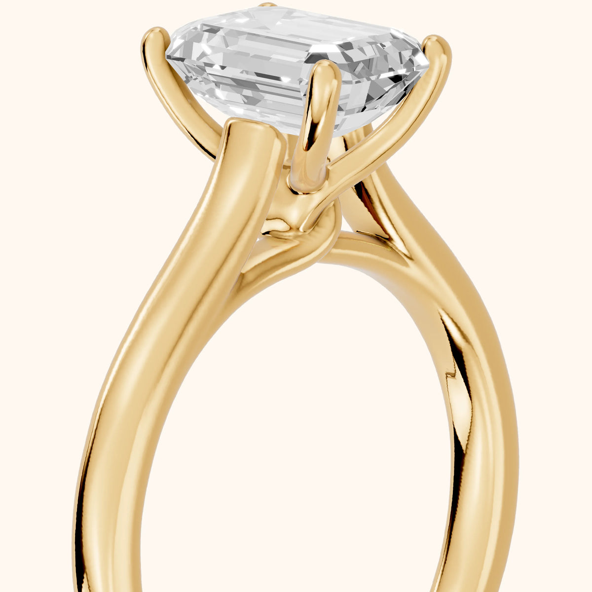 Emeline Solitaire Cathedral Emerald Diamond Engagement Ring in Yellow Gold - slant-view.webp