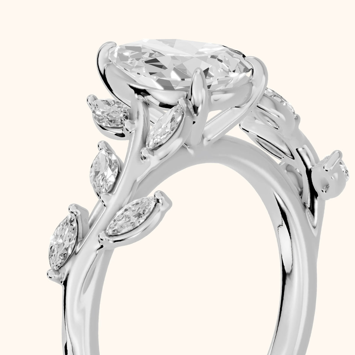 Andrea Vine Pear Diamond Engagement Ring in Silver - slant-view.webp