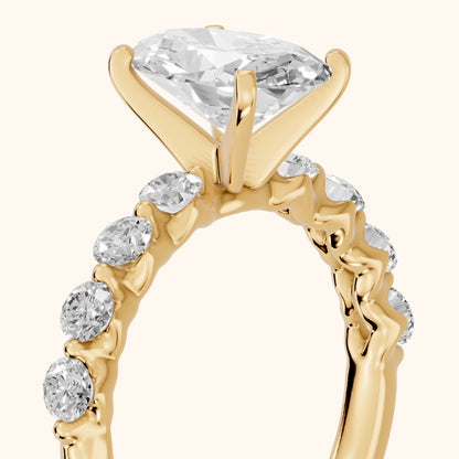 Maura Beaded Statement Oval Diamond Engagement Ring in Yellow Gold - slant-view.webp